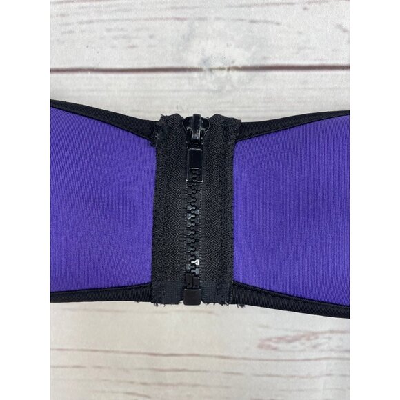 Neoprene Bikini Bandeau Swim Top Purple Strapless Size Small - Picture 2 of 5